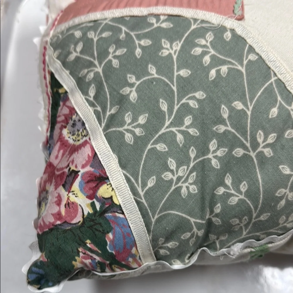 Pillow Vintage Patchwork Rick Rack Pillow with Floral Design